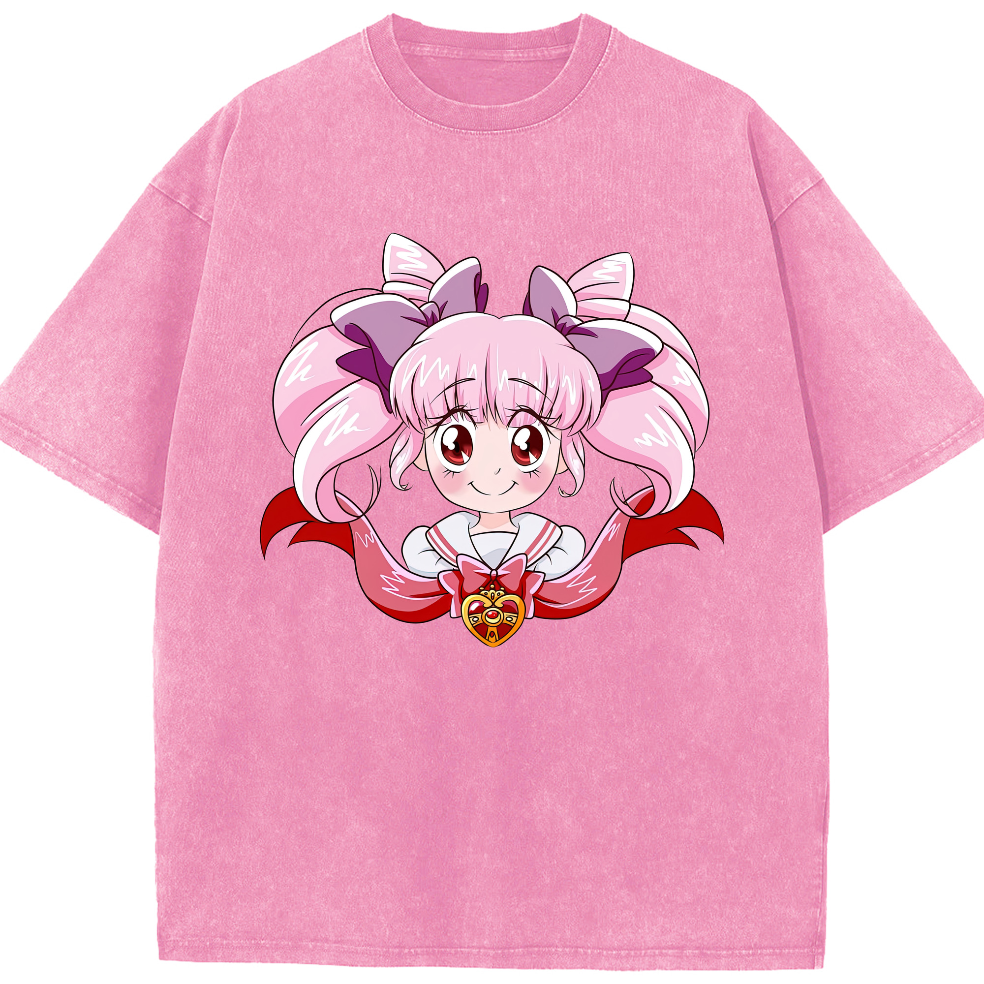 （画像用） 美少女戦士セーラームーン ちびうさ Sailor Moon Chibiusa Tsukino Usagi Small Lady Serenity 綿100% ヴィンテージ風 半袖Tシャツ（フロントプリント）